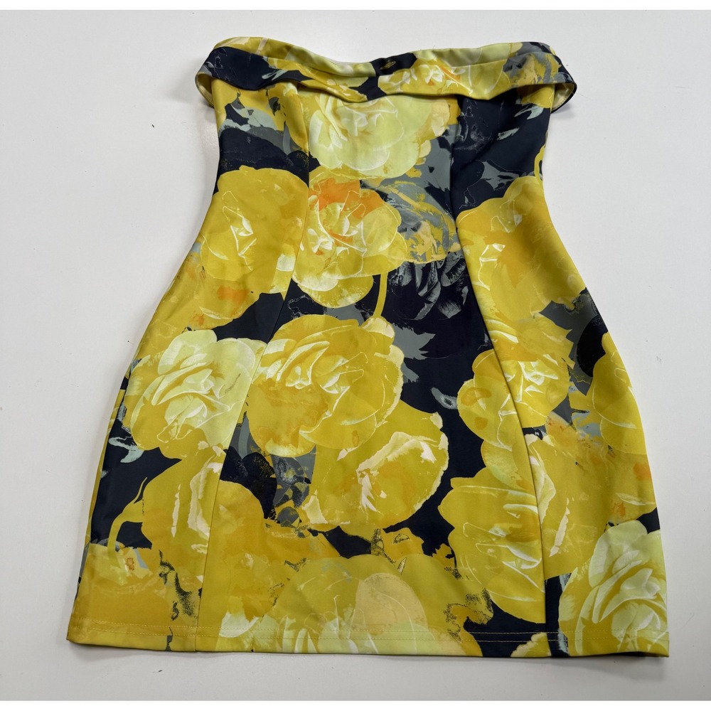 White Fox Boutique Hooked Mini Dress Bumblebee Yellow Floral Strapless Small NWT
